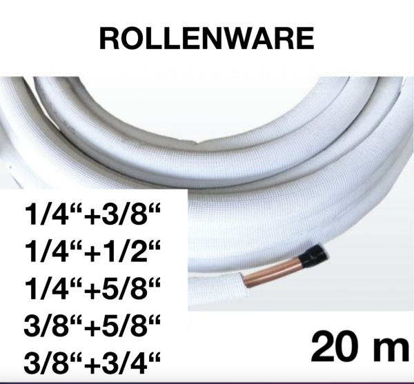 20m Insulated Twin Copper Refrigeration Line - Aircon Line Set 1/4" to 3/4"