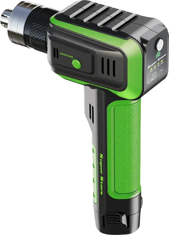 Super Stars - accu optromp apparaat in koffer incl accu en lader 1/4",3/8", 1/2",5/8",3/4",7/8