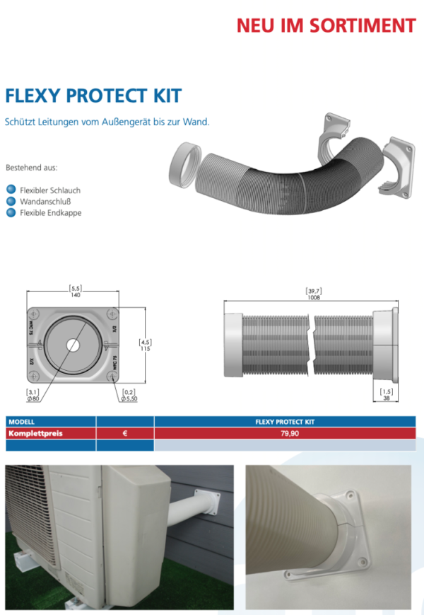 Flexy Protect Kit – Pipe protection from outdoor unit to exterior wall