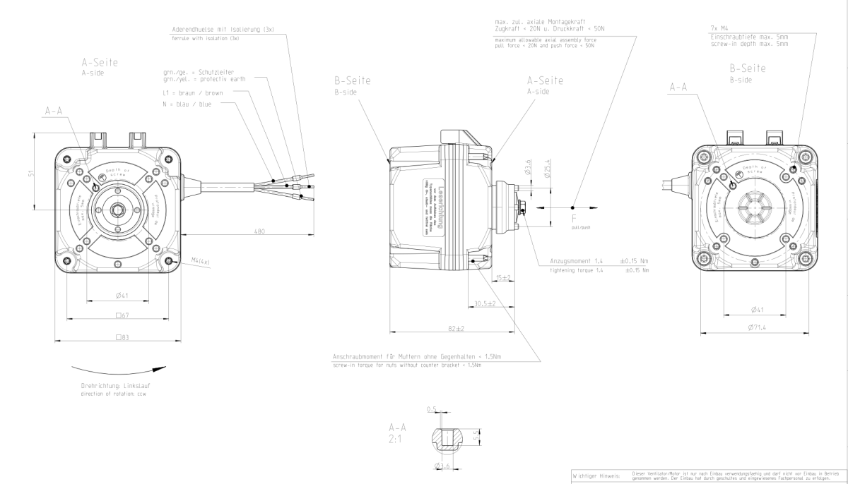 Fan motor / LOW-ENERGY MOTOR EBM IQ 3612 / 115V / 60Hz