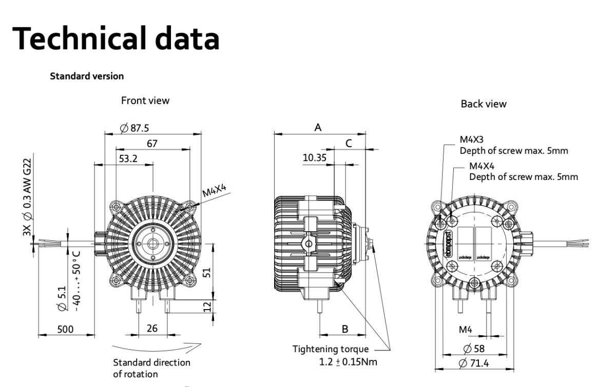 Fan motor EBM IQC+ 3612-A01