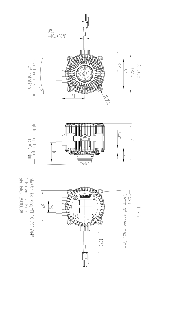 Fan motor / LOW-ENERGY MOTOR EBM IQC 3612-040112/A07