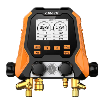 Elitech - MS-870C-set 4 weg digitale manifold incl slangenset en koffer