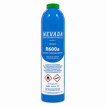 RNEVADA R600a Isobutaan 420g / 750ml – Koudemiddel Fles– Optioneel Ventiel