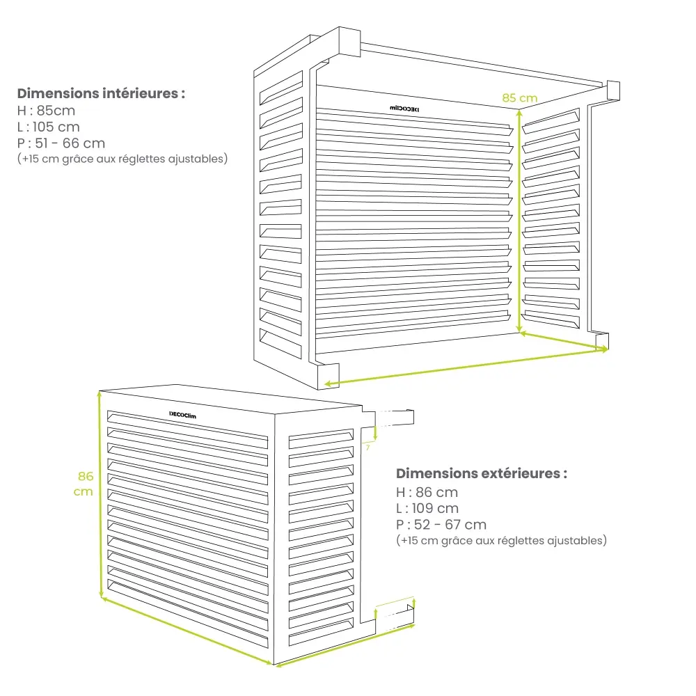 DECOCLIM - Airco omkasting - ALU - (RAL9010) Wit S-M-L-XL
