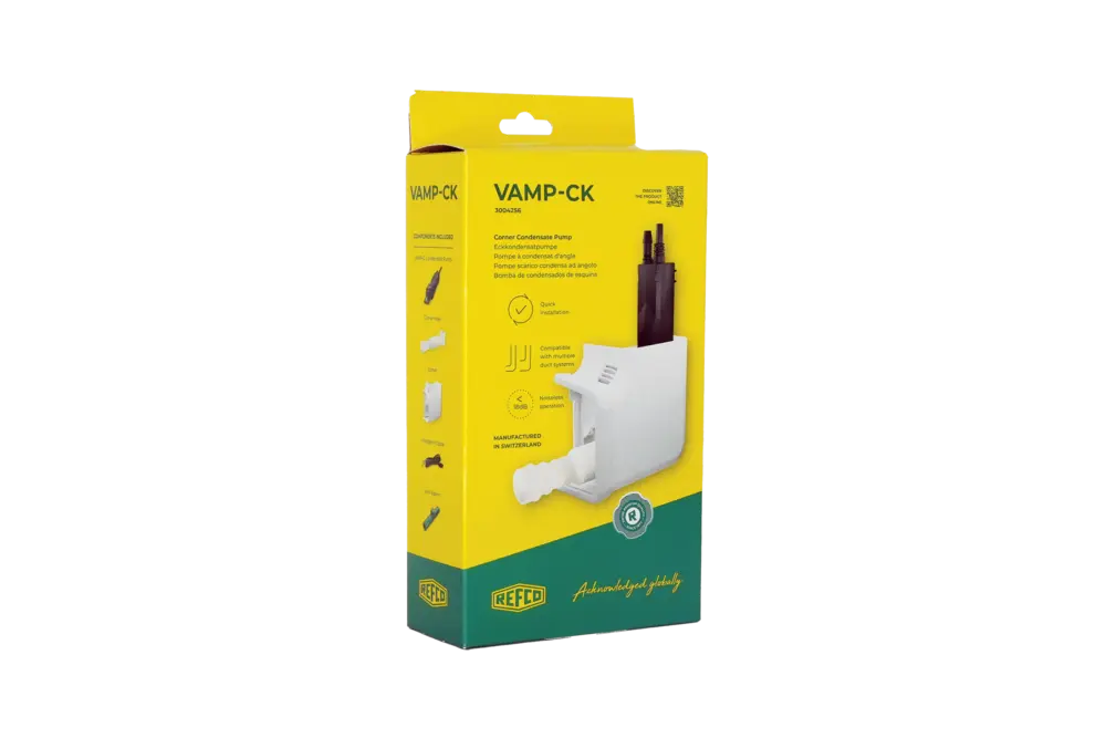 Refco - condenswaterpomp met hoekstuk geïntegreerd reservoir en optische niveausensor (22L/u)